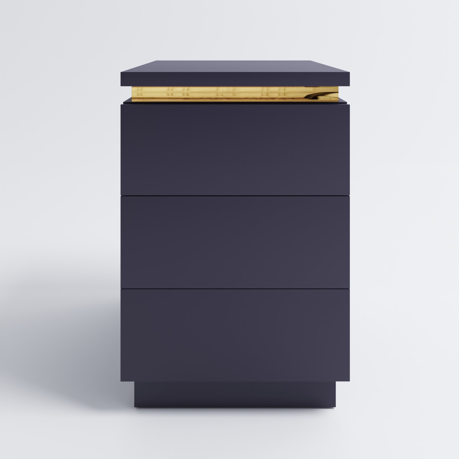 Read more about Navy blue 3 drawer bedside table with metallic trim isabella